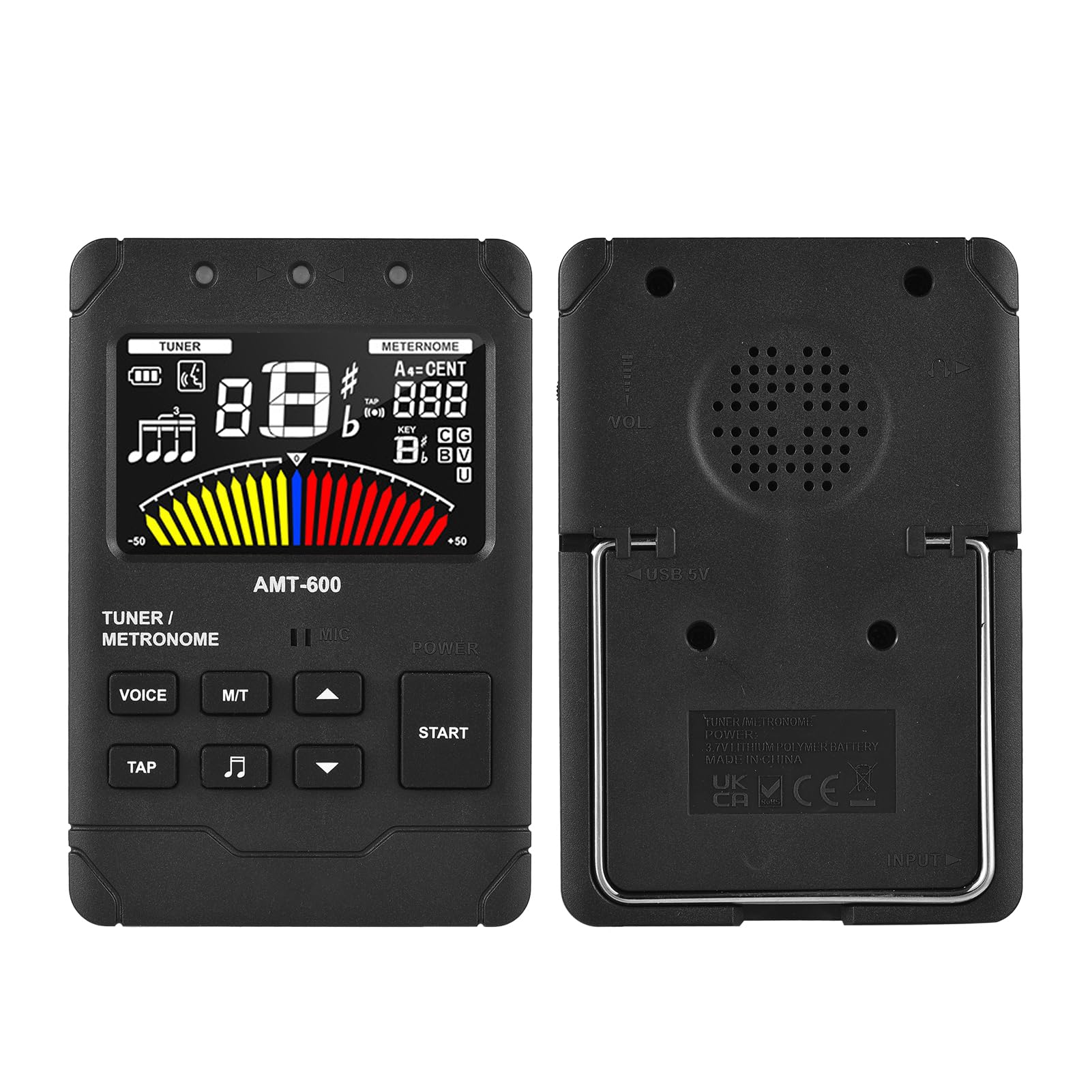 Afinador de Guitarra LCD en Color 3 en 1, Metrónomo, Generador de Tonos para Instrumentistas Cuerdas y Vientos