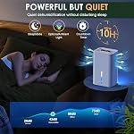 Déshumidificateur maison portable pour sous-sols Salle de bains Chambre à coucher91 OZ Citernes900 Couverture de pi2Découvrez le design intelligent avec le blanc d'arrêt automatique(91 OZ)