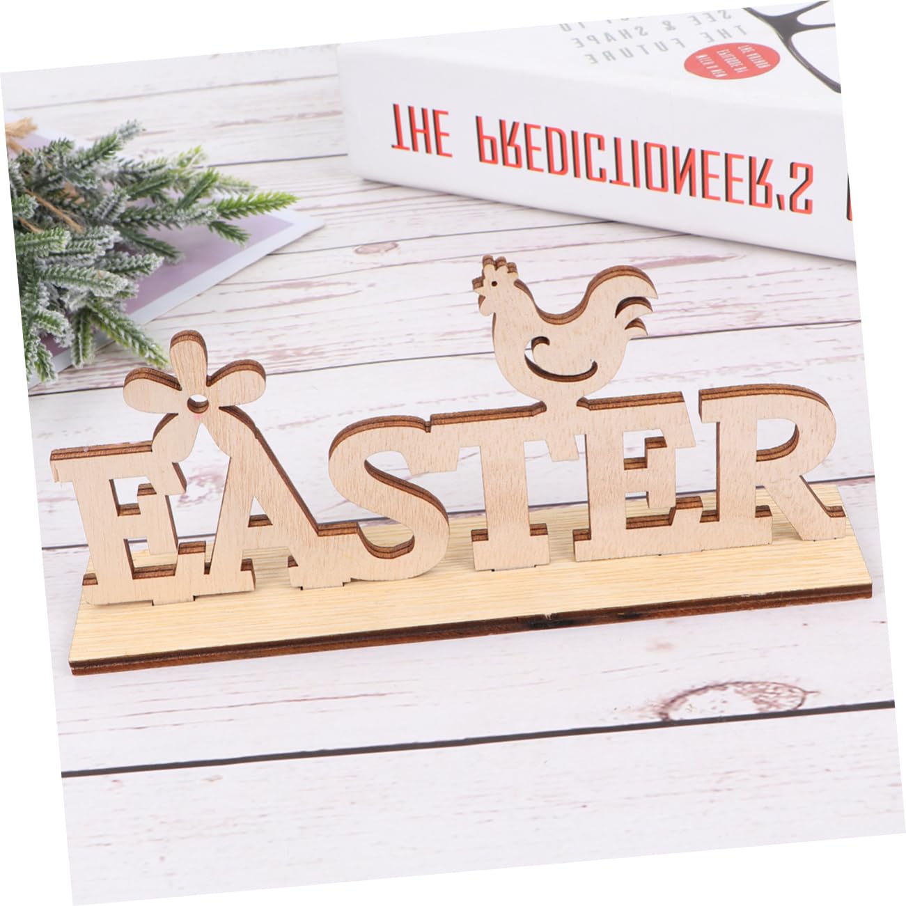 Cabilock Easter Tray Decor Wooden English Letters Ornaments 1pc Easter Letters Design Craftwork Home