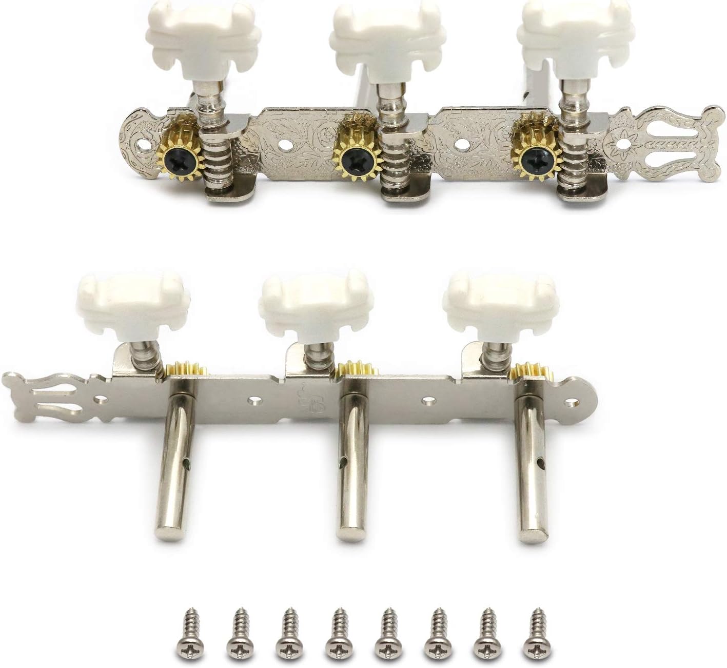 Metallor Classical Guitar Tuning Pegs Chrome Plated Machine Heads Tuning Keys Tuners Single Hole 3L 3R. : Musical Instruments