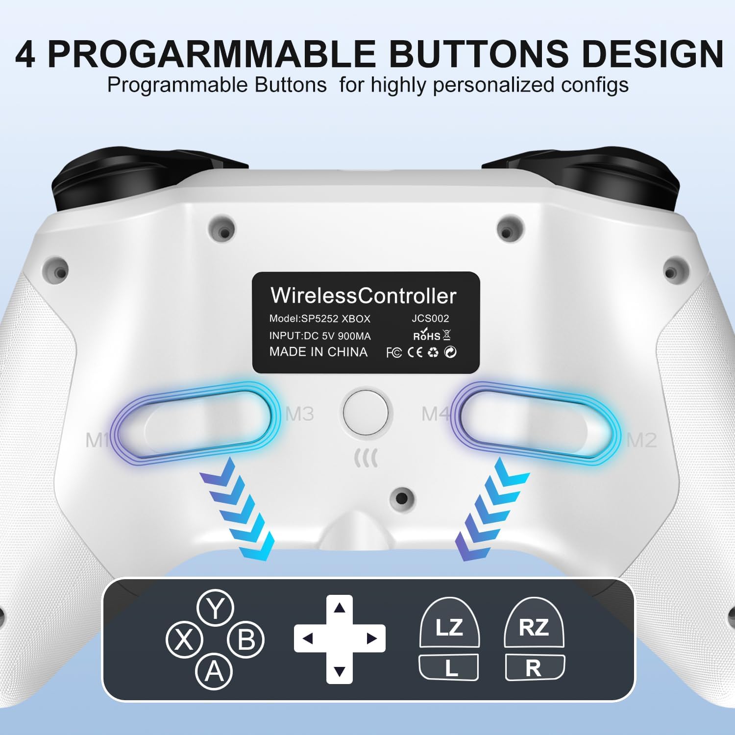 BUERTT Xbox One Controller,Xbox Controller Wireless for Xbox One, Xbox Series X/S,2.4GHz RGB LED Light Wireless Xbox Controller With 3.5mm Headphone Jack,White