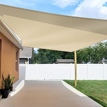 TANG 10 x 1110" Sun Shade Sail Rectangle Sunshade Canopy UV Block Shade Cloth Pergola Cover for Outdoor Patio Garden Gazebo Deck, Beige