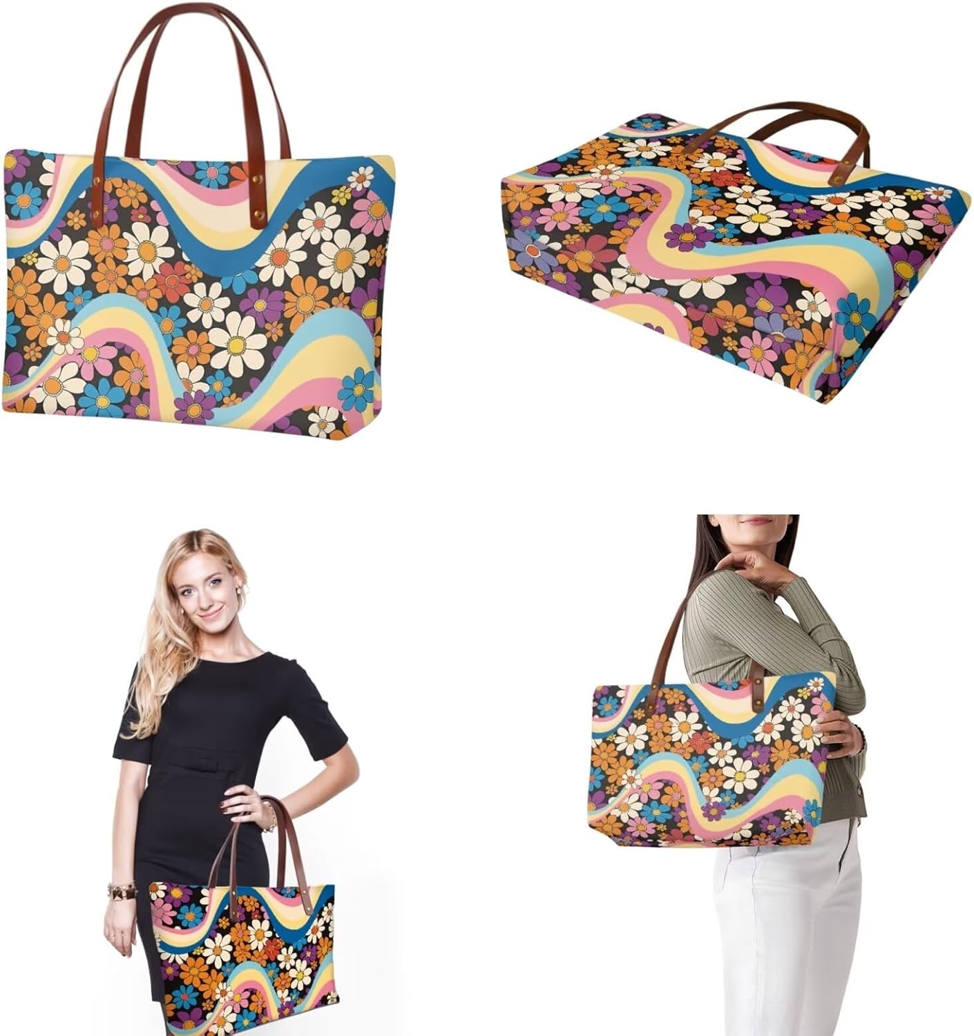 2PCS Tote Bag for Women Top Handle Purse with Wallet, Hobo Bag Tote Shoulder Bag with PU Cosmetic Bag