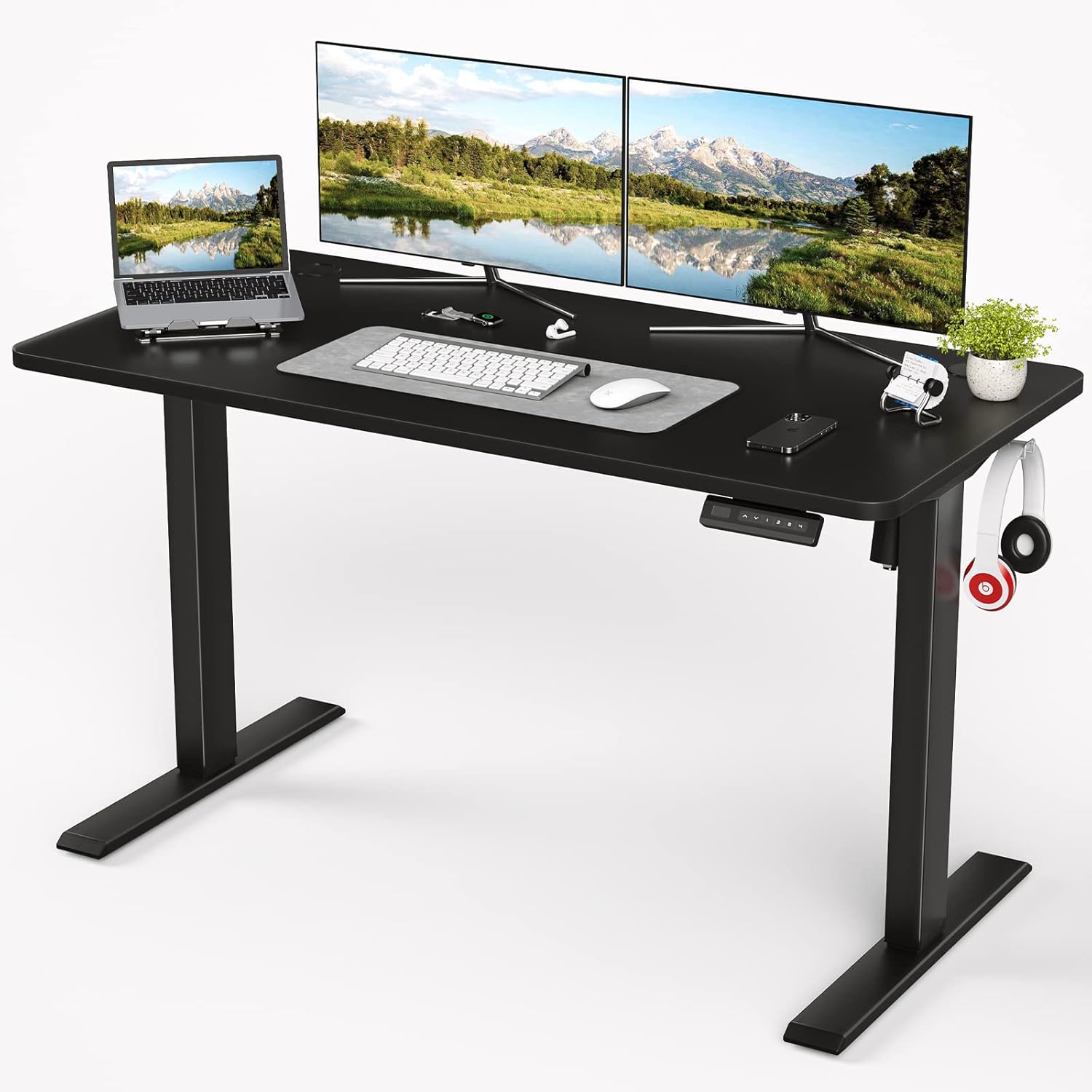 Sunon Electric Height Adjustable Standing Desk 120 X 60cm,Sit Stand Desk with Whole Board for