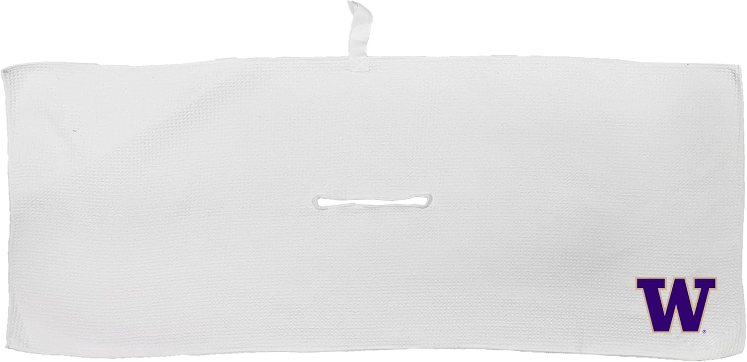 Team Golf NCAA NCAA Microfiber Towel - 16" X 40" (White) with Carabiner Clip, Premium Microfiber with Deep Waffle Pockets- Superior Water Absorption and Quick Dry Golf Cleaning Towel