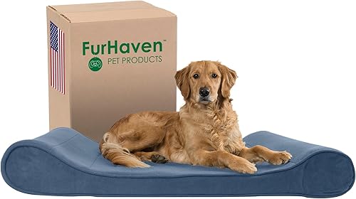 Furhaven Luxe Lounger Dog Beds for SmallMediumLarge Dogs  Cats - Orthopedic Cooling Gel Memory Foam  More Arcilla de microterciopelo (contorno).,