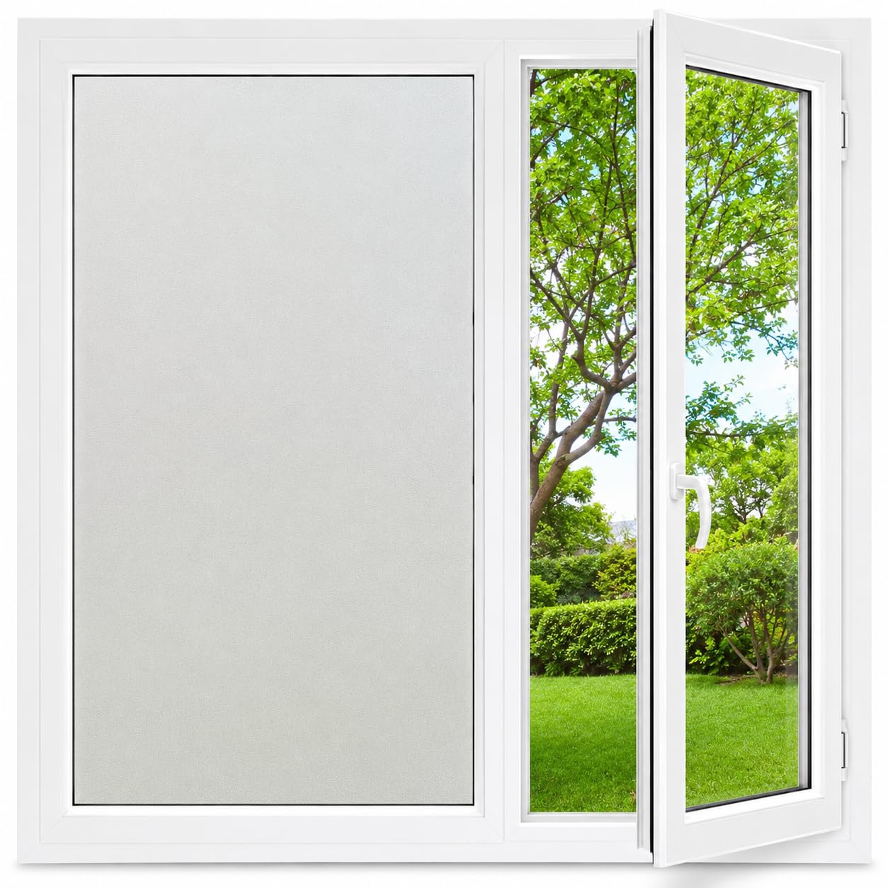 Window Film Privacy for Glass Windows Frosted Film Frosting 60x200cm, Opaque Glass Sticker Self Adhesive Roll UV Block No Glue Static Cling Vinyl Covering for Bathroom Home and Office