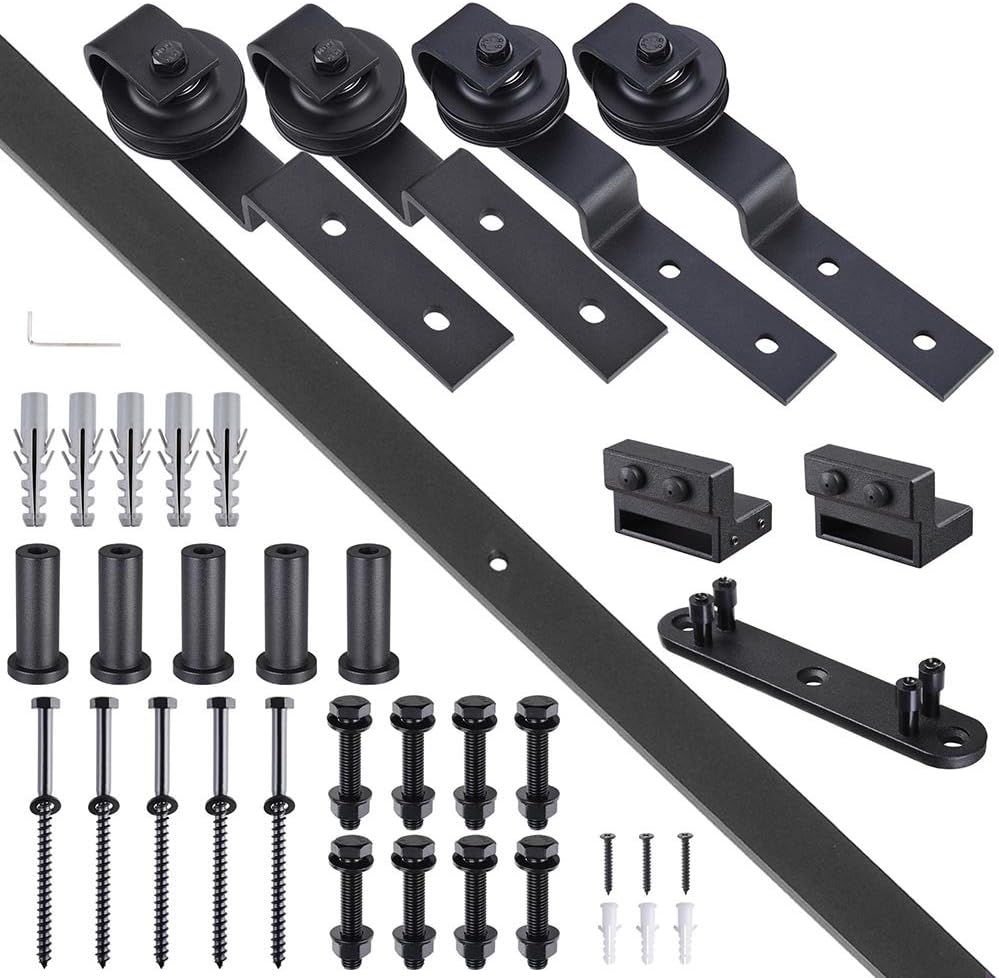 Hоt Dеаlѕ Yescom 6.6 FT Country Style Bypass Steel Sliding Barn Wood Door Hardware Roller Track Kit for Wood & Concrete Wall