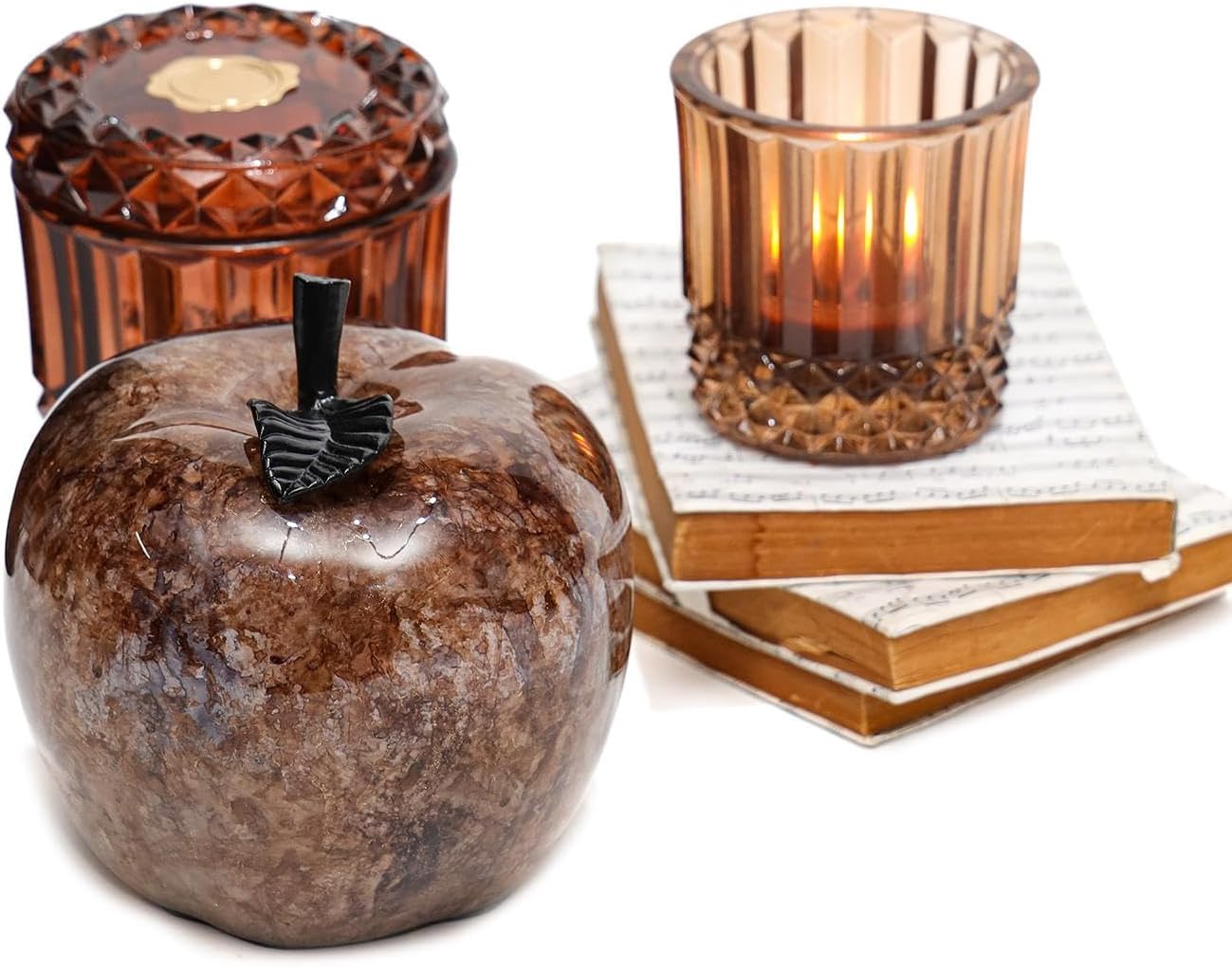Dekoratif Amber Apple Heykel (16 cm)