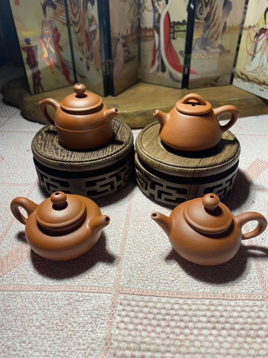 中国　紫砂　朱泥　内白釉　瓜形碗　煎茶器五客　V　R6674E 中国 紫砂 朱泥 内白釉 瓜形碗 煎茶器五客 V R6674E