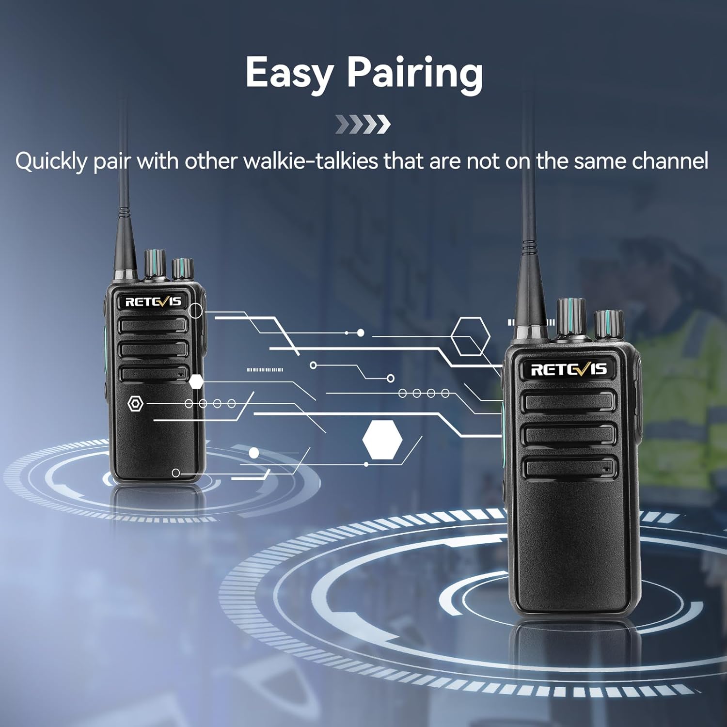 Retevis RB29 2 Way Radio Long Range,Two Way Radios with Waterproof Shoulder Mic,USB Charging Base,Rugged Walkie Talkies Rechargeable for Business Worksite Construction Site Industrial(4 Pack)