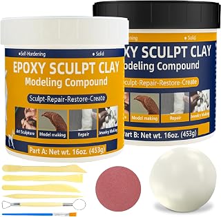 2 lb Epoxy Putty Sculpt Clay, 2 Part A & B Epoxy Clay for Sculpting, Modeling, Building, and Repairing, Self-Hardening Tile Adhesive Modeling Paste Repairs Metal, Wood, Plastic Ivory-White