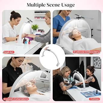 Half Moon Light for Nail Desk,31Inch Foldable LED Nail Lamp w/Phone Holder | 3 Color Modes and 10 Brightness Arch Light, Half Moon Desk Lamp for Nail Tech, Eyelash Extensions, Makeup, Tattoo