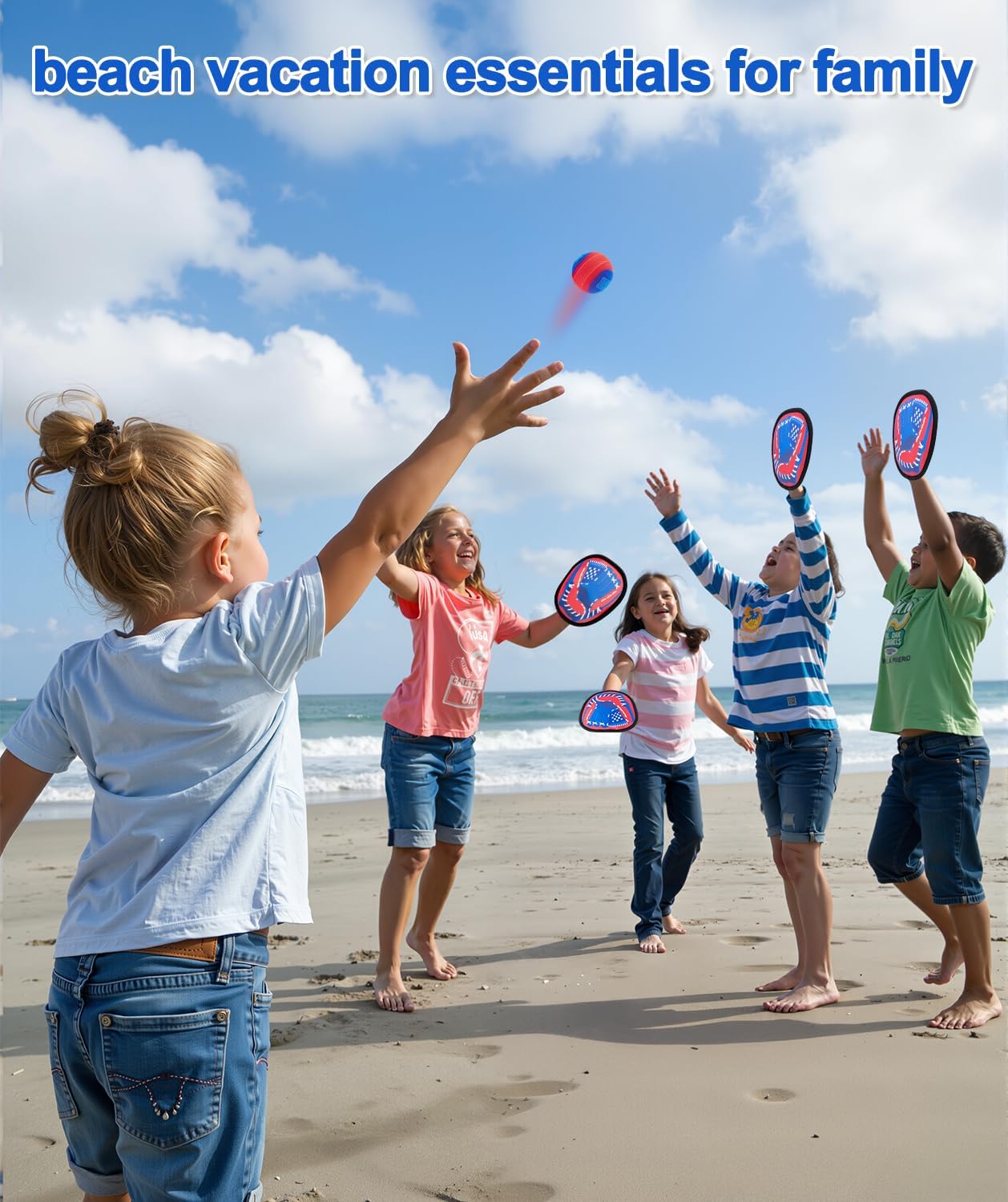 Toss and Catch Game Ball Set Toddler Toys for Ages 2-4 5-7 8-13 Boys Girls Birthday Gift, Yard Games Outside Beach Pool Outdoor Toys for 3 4 5 6 7 8 Year Old Gifts Kids Toddler Baseball Glove Red 4 paddles 4 balls image 7 of 9 B0CYLG5NST