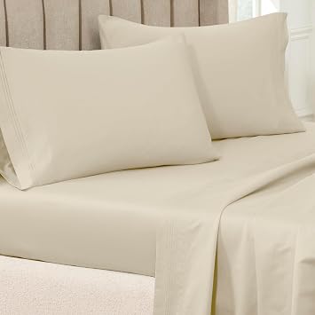 100% Egyptian Cotton 650 Thread Count, Standard 2-Piece Pillowcase Set, Single Ply, Solid, Ivory