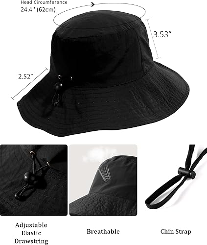 Miniatura 6 de Sombrero impermeable para el sol UPF 50+, protección UV, plegable, para mujeres y hombres, gorra ligera de verano para senderismo al aire libre