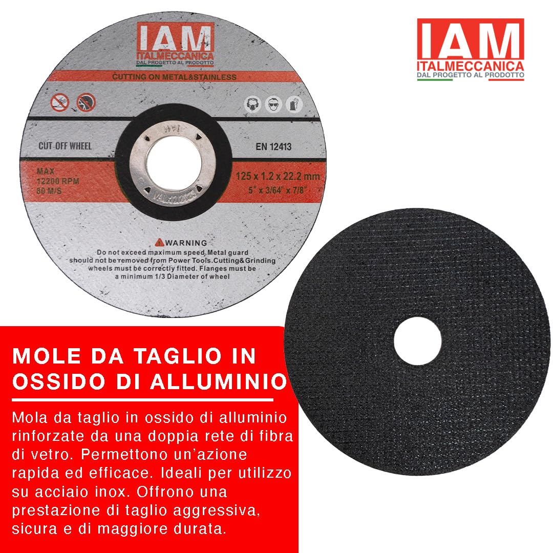 Mole da taglio | 125 X 1,2 X 22 | 100 Pezzi | Dischi taglio metallo | Dischi Lamellari Professionali Fibra di Metallo e Acciaio