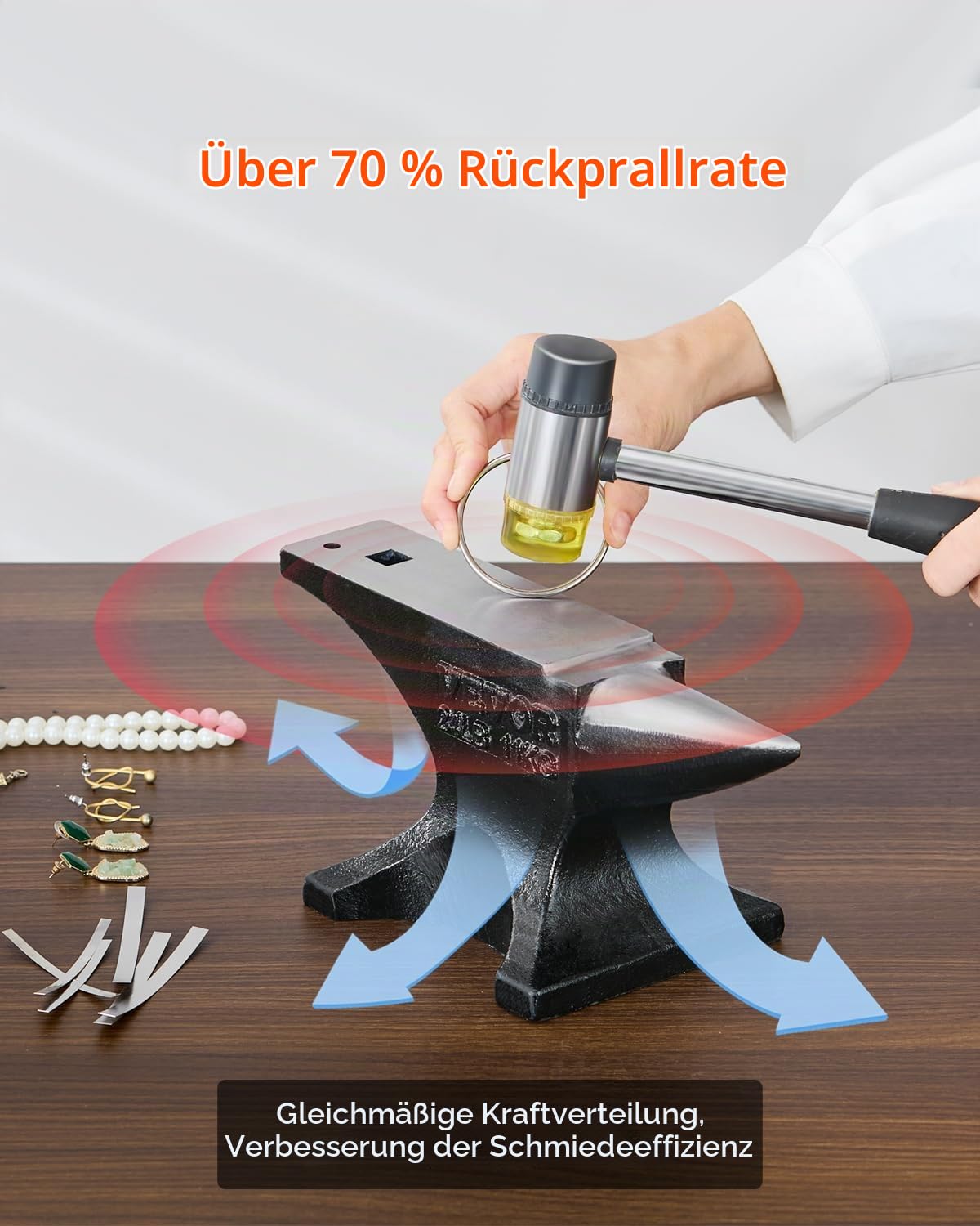 VEVOR Einzelhornamboss schwerer Amboss aus Gussstahl 11 kg robuster runder Hornamboss mit hoher Härte & stabiler Basis, Metallbearbeitungswerkzeug zum Biegen Formen Verdrehen von Metall