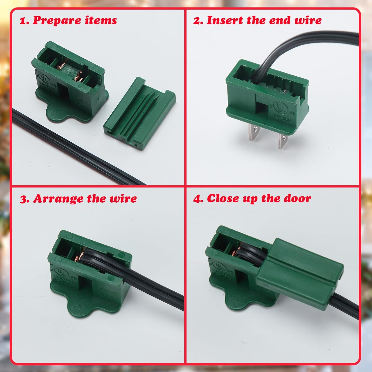 Gilbert Christmas Lighting Outlet Set - 30 Packs (SPT-1), Male & Female Plugs, Green