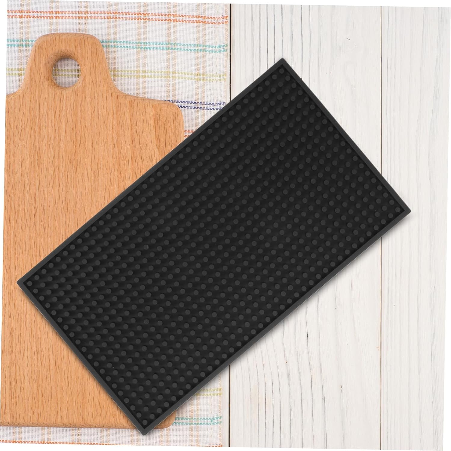 Black Silicone Cutting Board Grip Mat, Non Slip Safety Pad