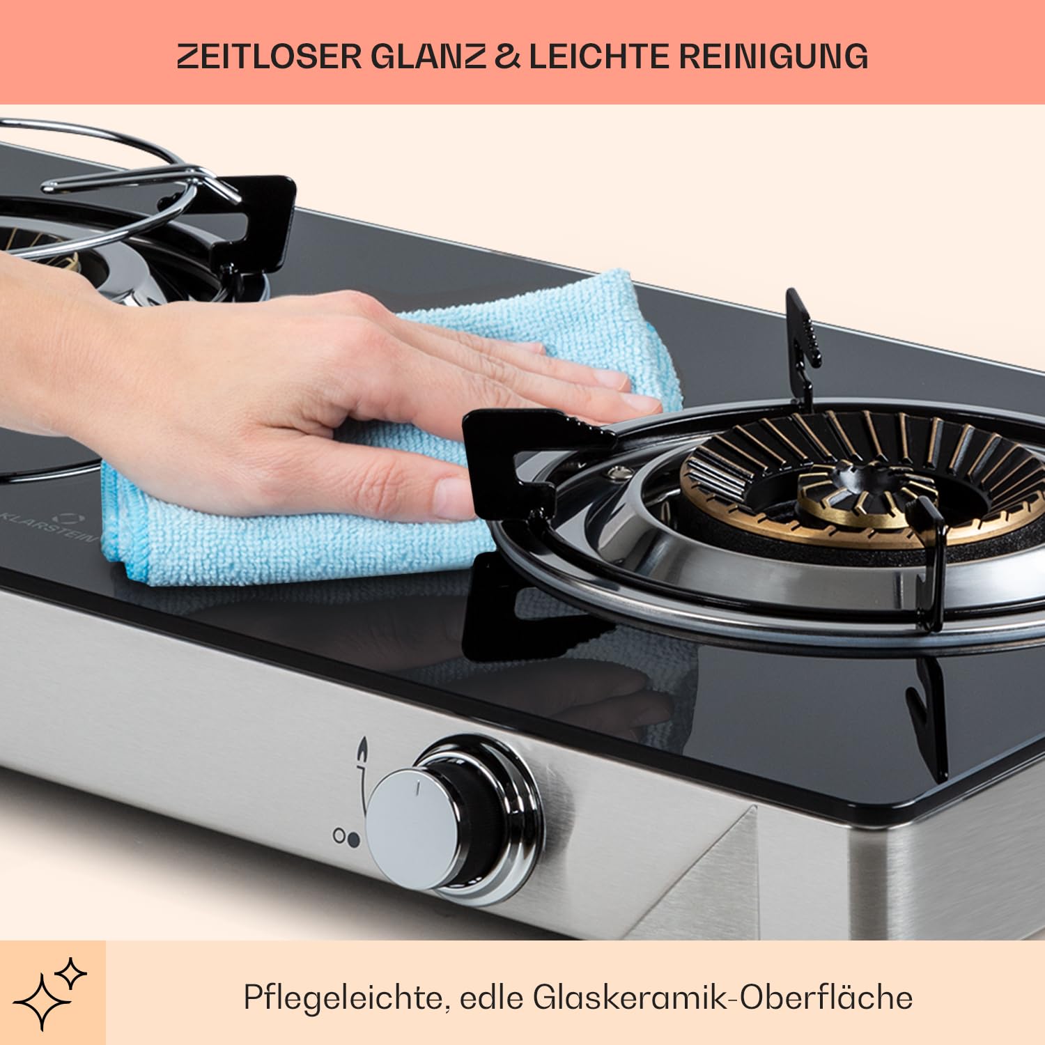 Klarstein Gaskocher 2-Flammig 7,7kW Edelstahl Campingkocher