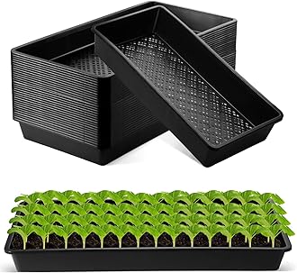 Yungyan 36 Pack 1020 Mesh Bottom Plant Trays Plastic Seed Tray Black Reusable Seedling Starter Trays Durable Microgreens Growing Trays for Outside and Inside Planting 21.06 x 10.63 x 2.56 Inches