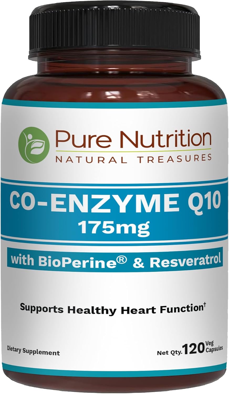 Pure Nutrition Bio Coenzyme Q10-175mg | 120 Veg Caps | CoQ10 with Bioperine® & Arjuna Extract | Nutrient-Rich Botanicals for Daily Wellness | Non-GMO
