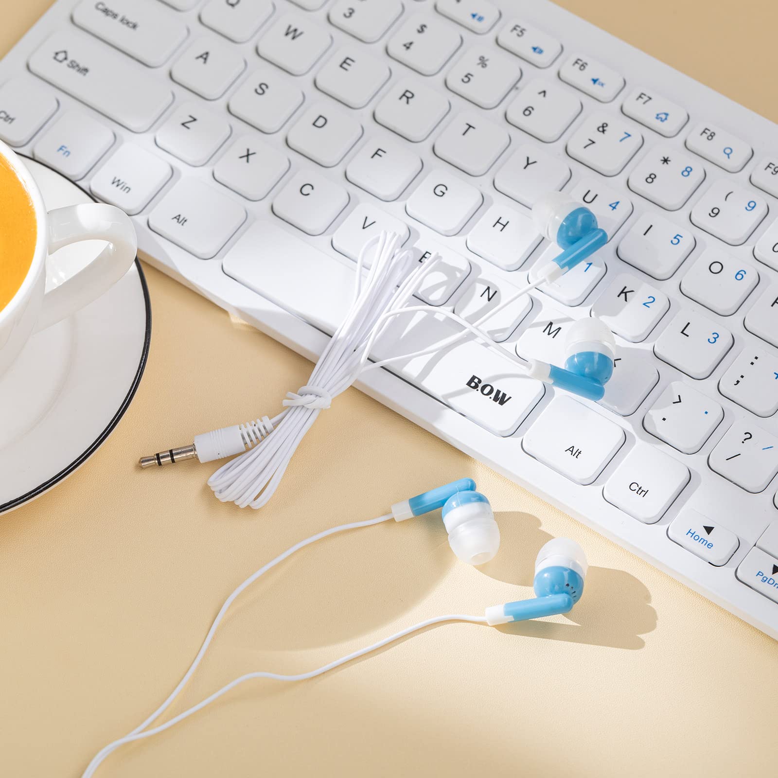 Yunsailing Confezione da 100 auricolari per aula all'ingrosso confezione da 3,5 mm in-ear auricolari con filo per studenti, adulti, scuole, ospedali, hotel, biblioteche, musei, MP3, idea regalo (blu)