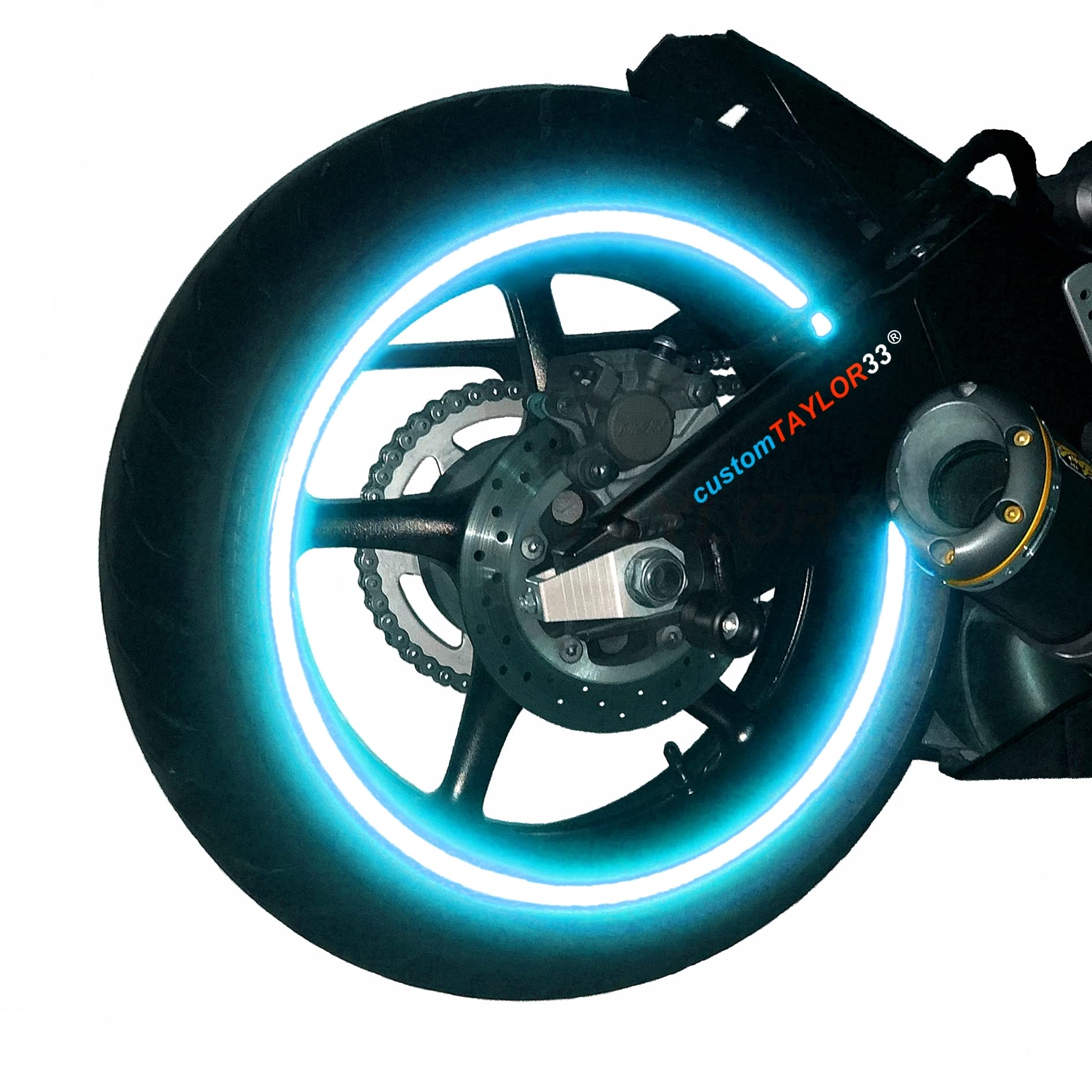 customTAYLOR33 Bandes de sécurité réfléchissantes haute intensité pour jantes de voiture (25,4 cm (taille des pneus, pour trottinettes électriques, etc.)