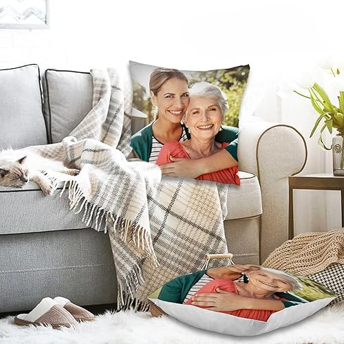 Miniatura 6 de Kufutee Funda de cojín personalizada con cualquier foto y texto, fundas de cojín decorativas para el hogar, sofá (mamá)