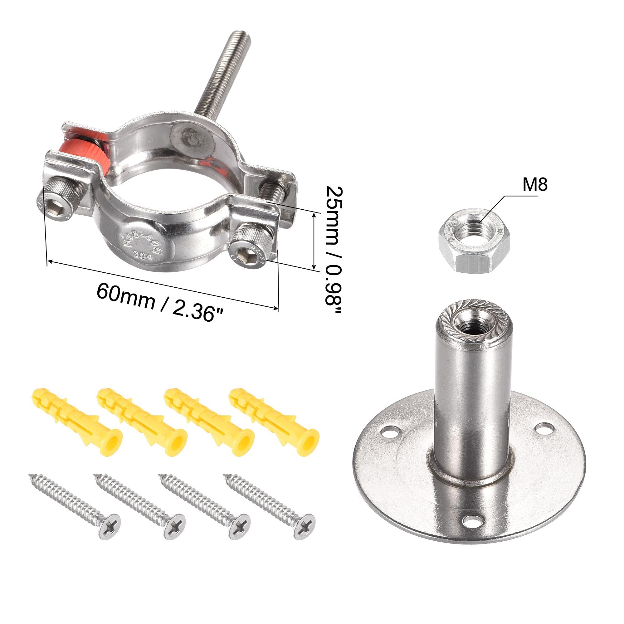 Support Réglable Pour Tuyaux 25-28 Mm - Acier Inoxydable 304 - Fixation Mur/Plafond - 7