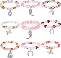 Vista 1 de Sureio 9 pulseras de cuentas occidentales para fiestas, regalos de Navidad para adultos, dije de caballo y bota, pulseras para amantes