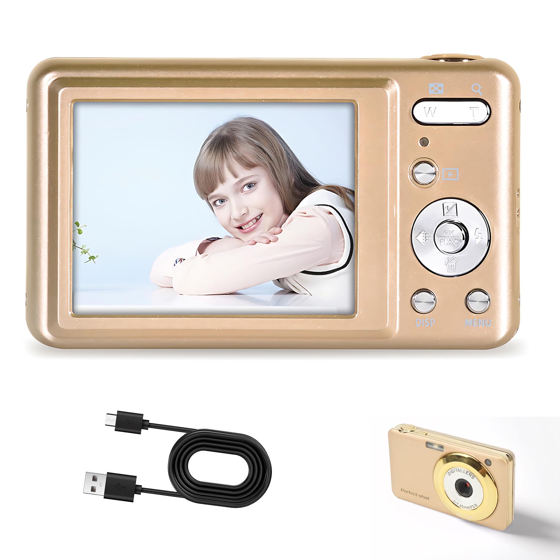 Compact Vlogging Camera with 8X Optical Zoom, 48MP Digital Selfie Camera for Kids & Teens, 2.7 LCD Screen, Storage Bag Included