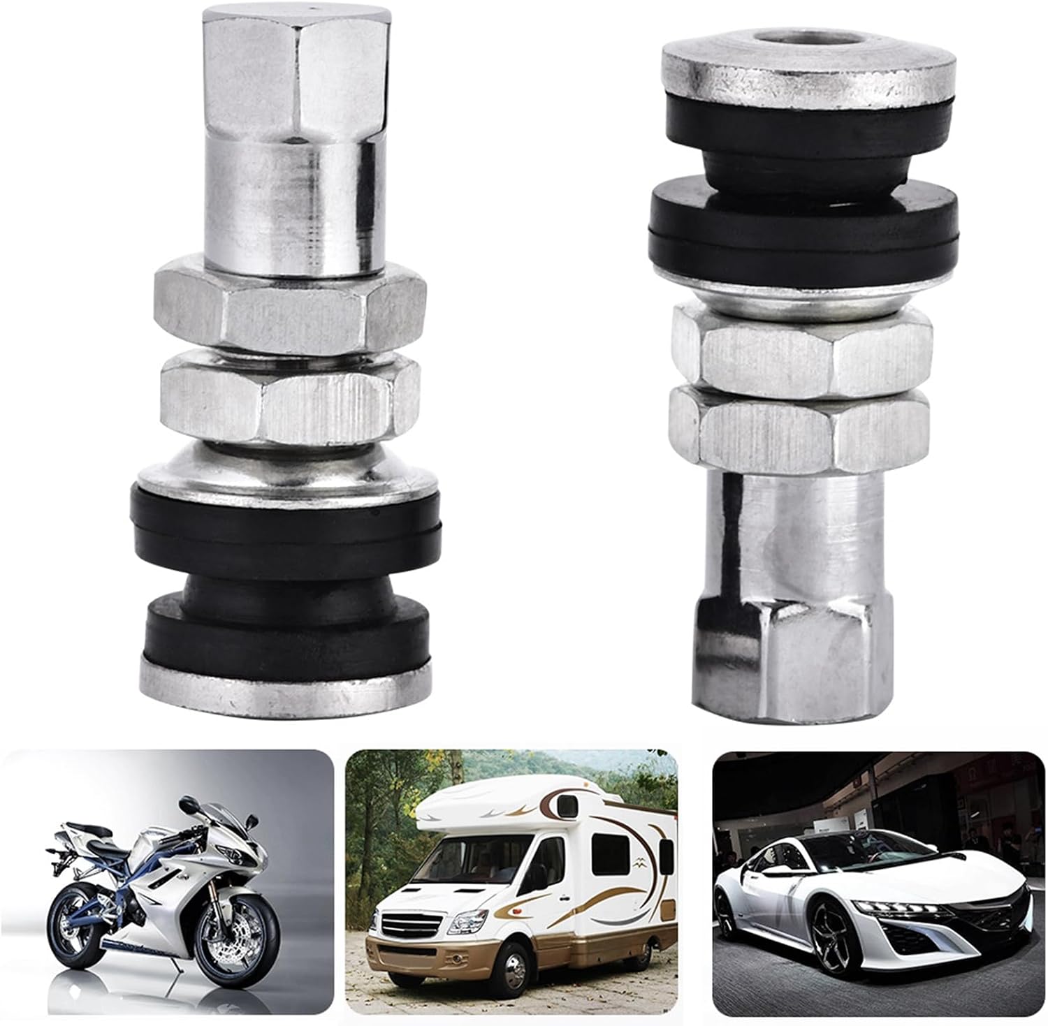 10Pcs Tire Valve Stem Kit, Metal Valve Stems Motorcycle Valve Stem Rustproof, Short Valve Stem for ATV Car Go Karts Boat Trailers Motorcycles