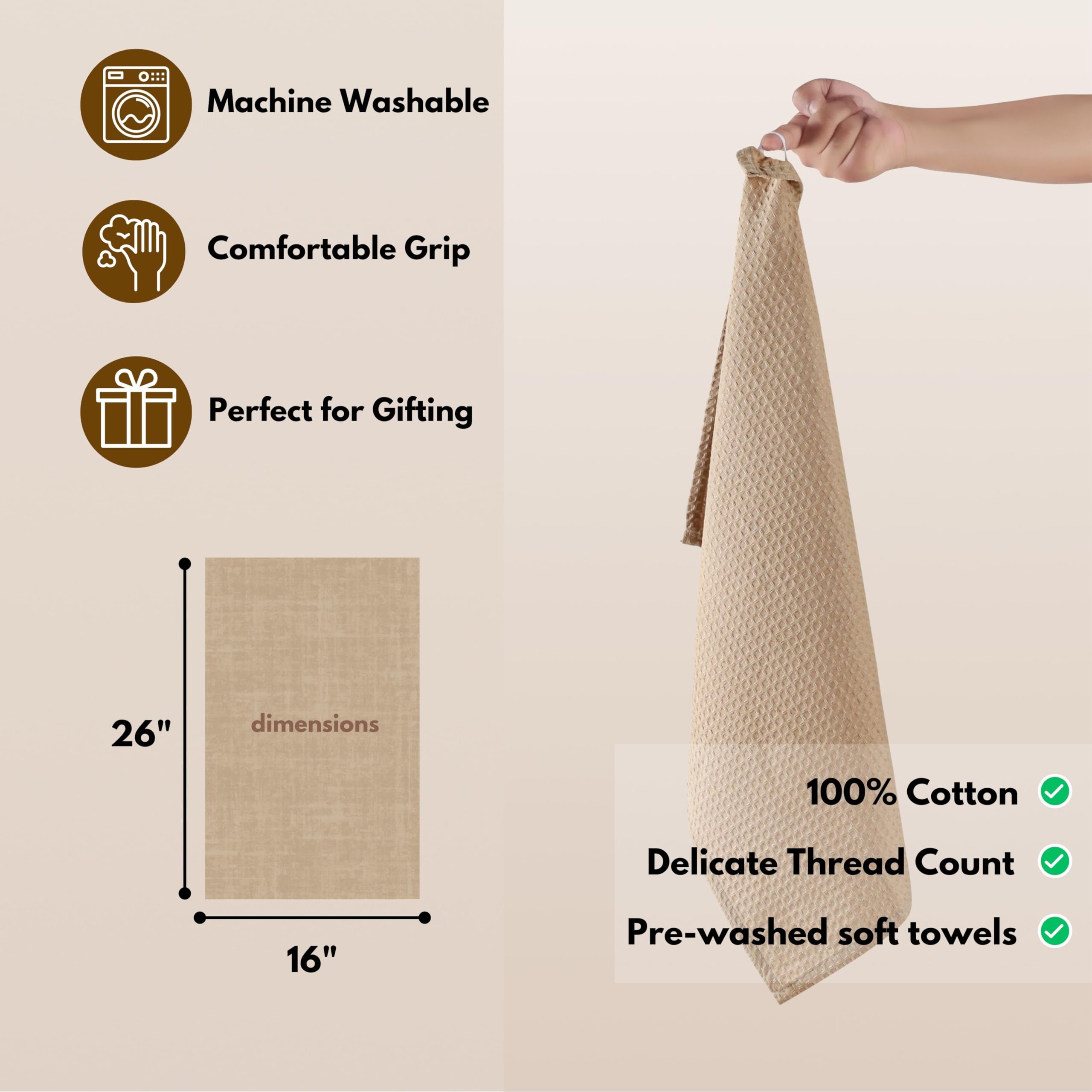 Native Fab Küchentuch-Set – 12 Stück Büffelkaro, 40,6 X 66 Cm | Aus 100% Baumwolle, Super Saugfähig & Waschbar