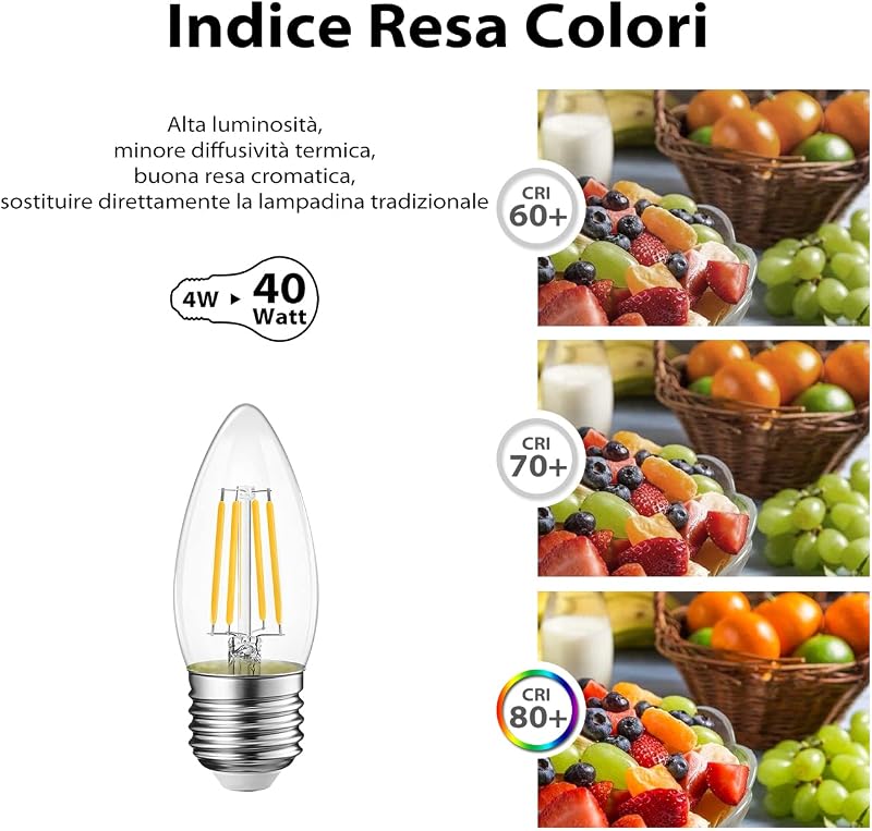 LVWIT LED gyertya izzó E27 4W 40W ekvivalens 470 lm meleg fehér 2700K nem dimmelhető C35 6 db