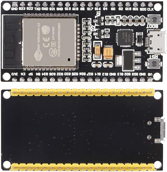 development Board 2.4 GHz Dual Core WLAN WiFi + Bluetooth 2-in-1 Microcontroller ESP-WROOM-32 (2 Pack)