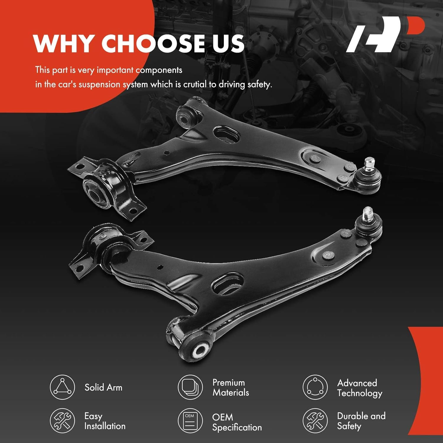 A-Premium 2 x Front Lower Control Arms, with Ball Joint & Bushing, Compatible with Ford Focus 2000 2001 2002 2003 2004