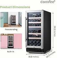 Vista 3 de COMFEE' CRW28B7AST Enfriador de vino independiente e integrado, refrigerador de vino de 28 botellas, zona de enfriamiento doble, control digital