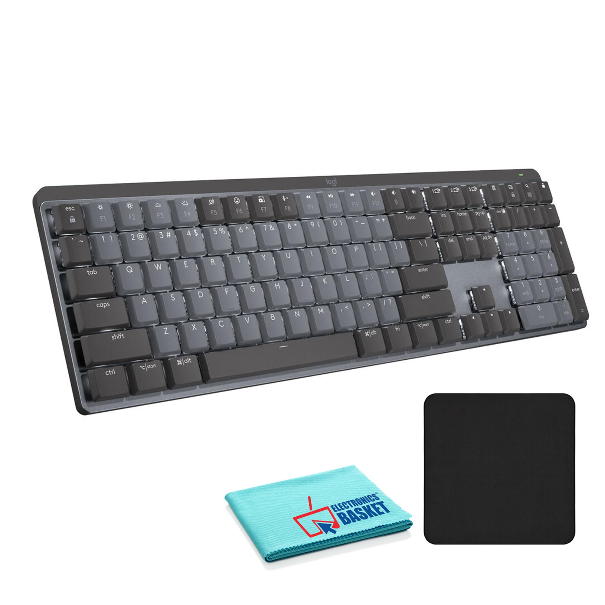 Logitech MX Mechanical Wireless Keyboard Bundle with Mouse Pad, Fiber Cloth