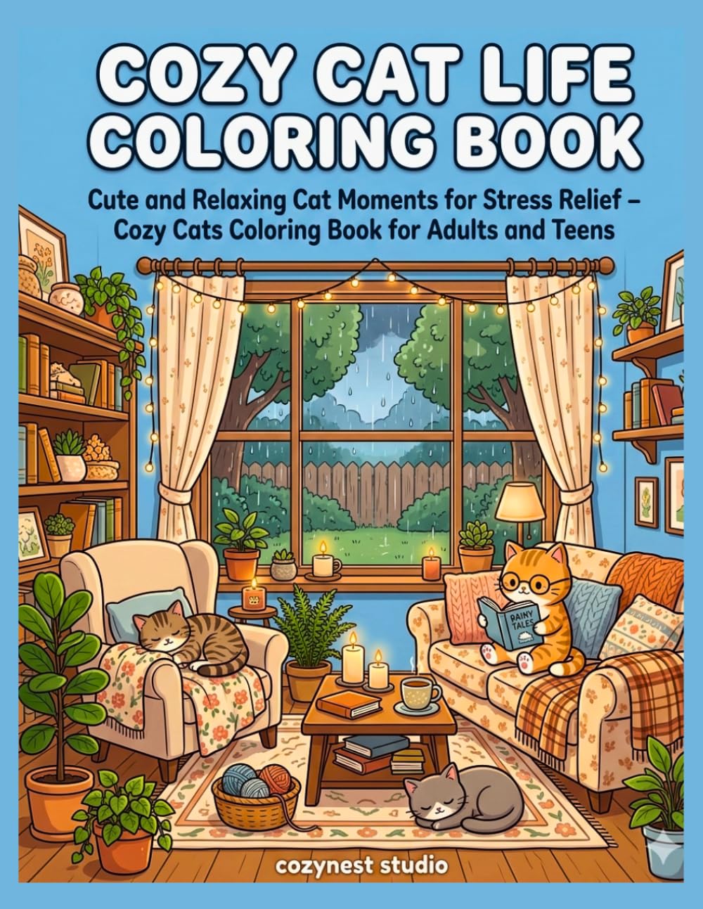 Cozy Cats life Coloring Book: Cute and Relaxing Cat Moments for Stress Relief - cozy cat coloring book for adults and teens