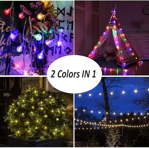 Miniatura 2 de Mocalido Guirnalda de luces de globo de 40 pies con pilas para exteriores, blanco cálido y multicolor, 80 luces LED colgantes impermeables con