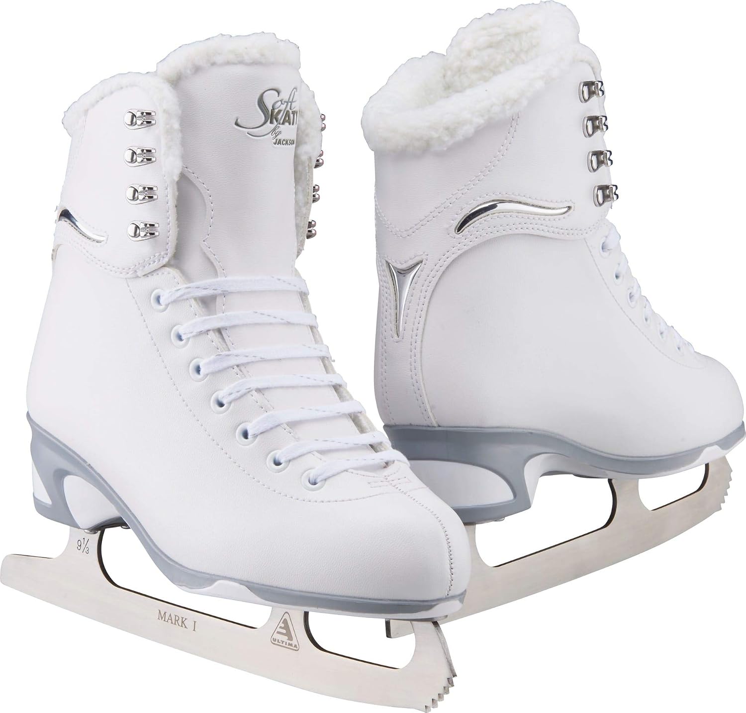 Jackson Ultima Finesse Girls’ / Women’s White Figure Ice Skates Bundle with Skate Guards