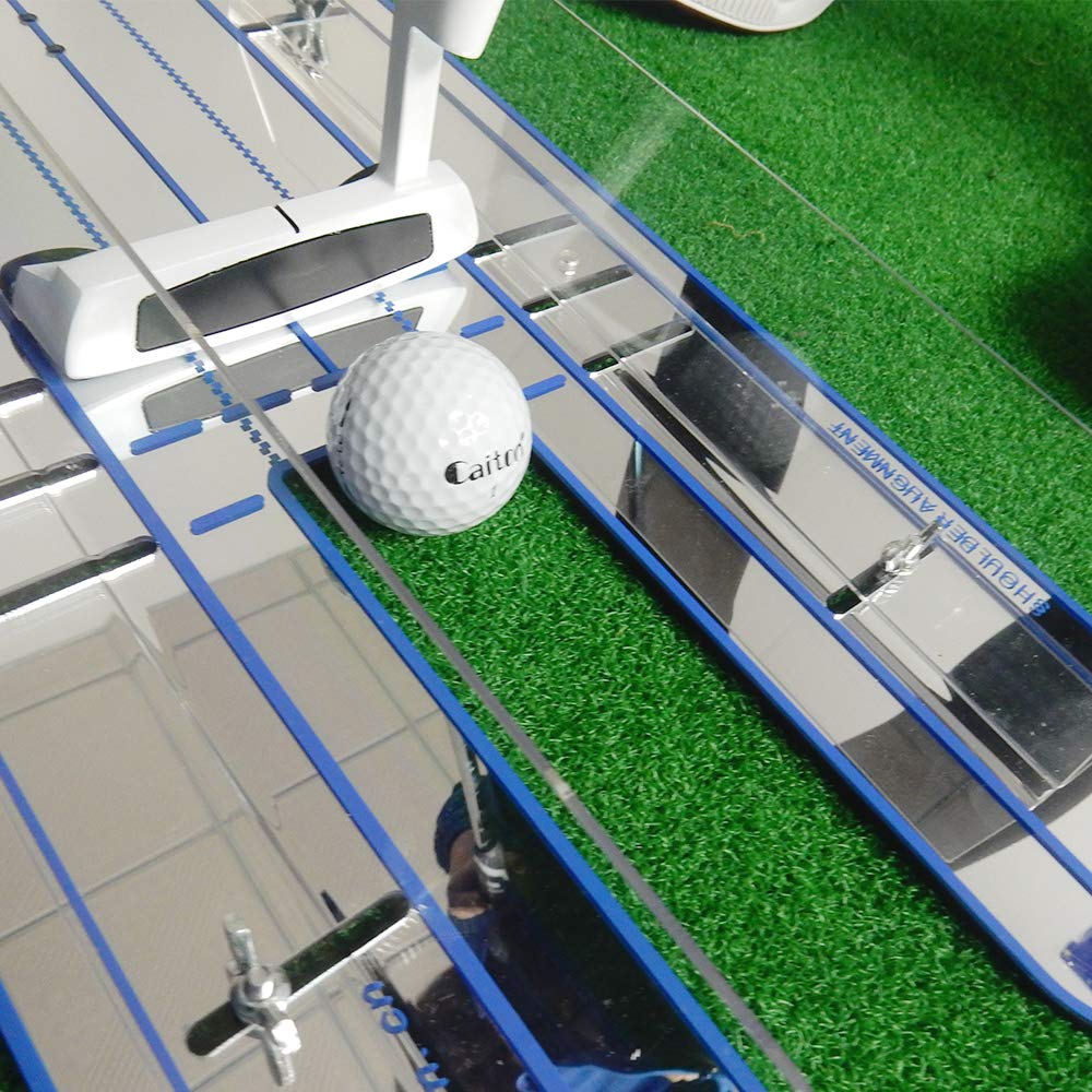 DYTWXG Espejo de alineación de Golf, Ayuda de Entrenamiento de Putt de Golf portátil con rieles de guía, Herramienta de alineación de línea de visión para Mejorar Todos los aspectos de su bateo