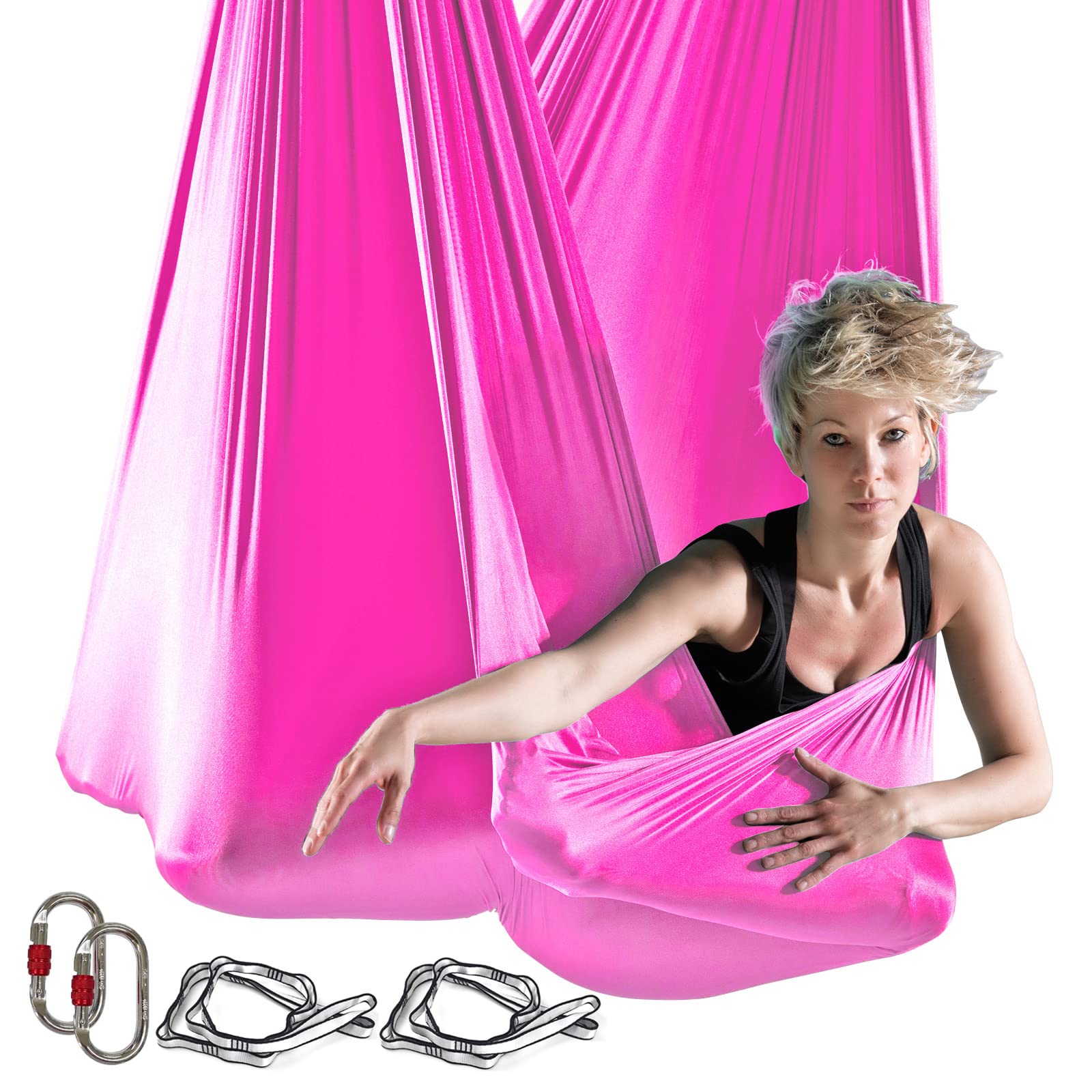 5.5 Yard Aerial Yoga Hammock Set Yoga Hammock Kit for Fitness Anti Gravity Fabrics with Low Stretch Nylon Fabric & Included Hardware for Aerial Dance