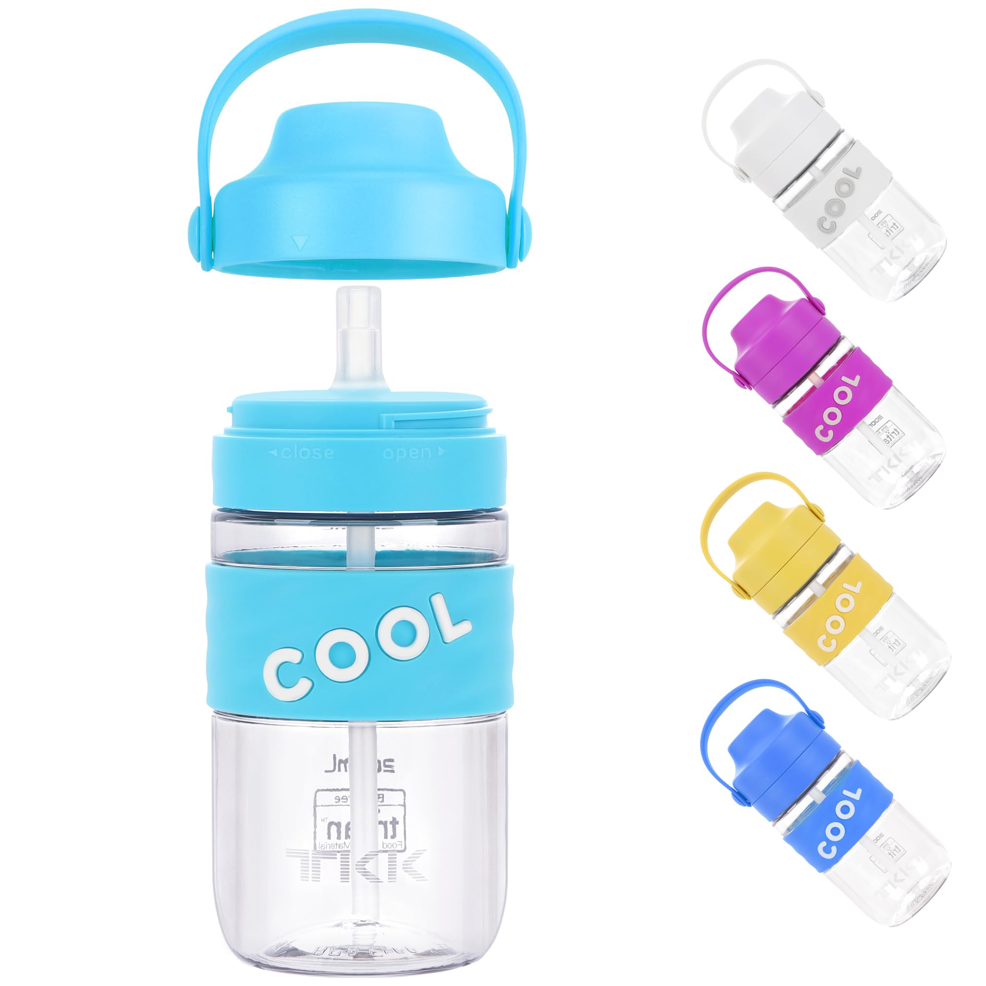 TITIROBA TKK 1017 Drinking Bottle 500 ml Leak-Proof and Straws, Tritan BPA-Free Transparent with Carry Briff Drinking Bottle Green