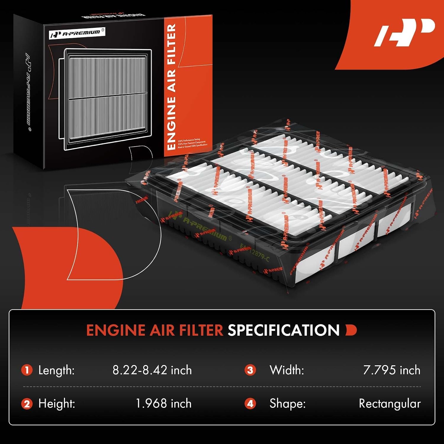 A-Premium Engine Air Filter Compatible with Hyundai Elantra 2021-2023, Elantra N 2022-2023, 1.6L 2.0L Gas, Replace# 28113-AA100, 28113AA100
