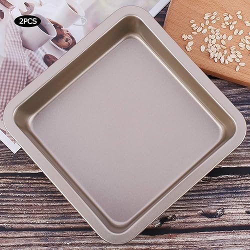 Miniatura 5 de 2 moldes rectangulares para tartas, 8.9 x 8.9 x 1.8 pulgadas, antiadherentes, bandeja profunda para galletas, brownie, lasaña, cacerolas (dorado)