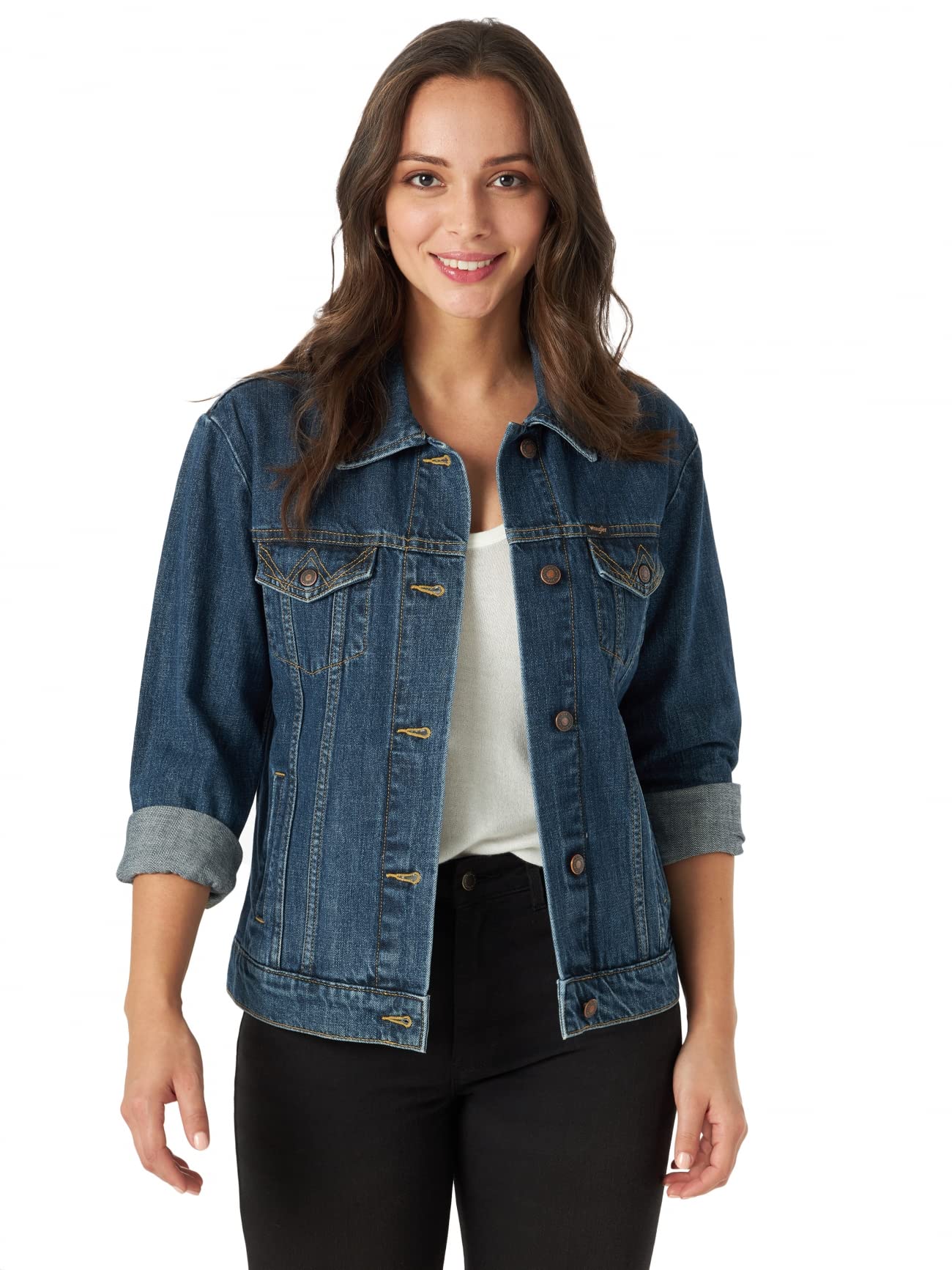Wrangler womens Relaxed Fit Memory Maker Jean Jacket Denim Jacket