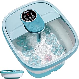 KNQZE Collapsible Foot Spa Electric Rotary Foot Massager Bath, Foot Bath with Heat, Bubble, Remote, 24 Motorized Shiatsu M...